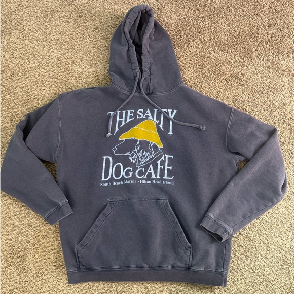 Comfort Colors Tops - Women’s blue Salty Dog Cafe “weathered-look” front logo hoodie size small